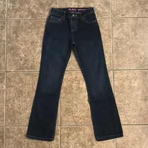10 slim boot cut jeans. Dark wash.